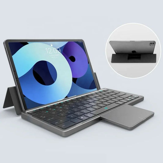 Wireless Bluetooth Keyboard Tablet Laptop Portable with PU Leather Hidden Touch Pad
