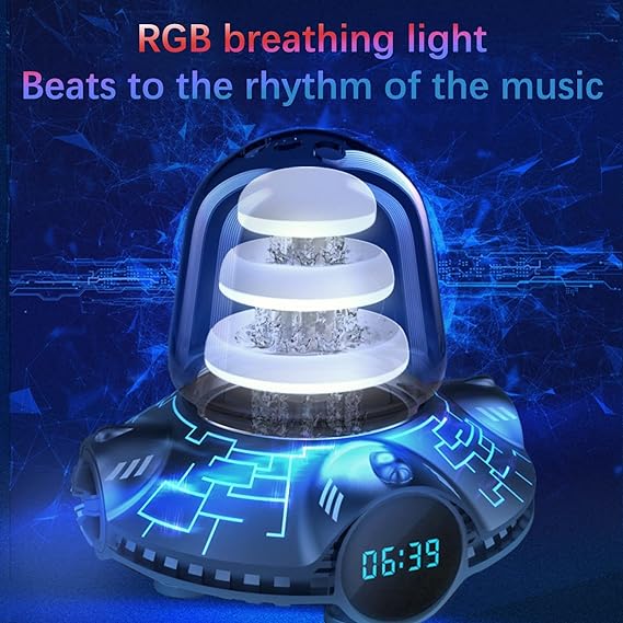 Bluetooth Audio With Digital Alarm Clock Mecha Spacecraft RGB Wireless Rhythm Atmosphere Light For Office Bedroom Gift Car Desktop