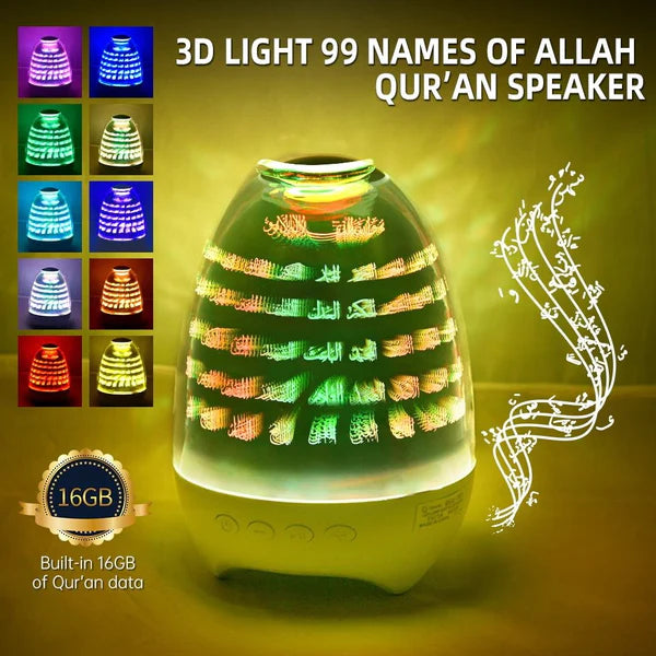 LED With 99 Names of Allah Lamp Quran Speaker