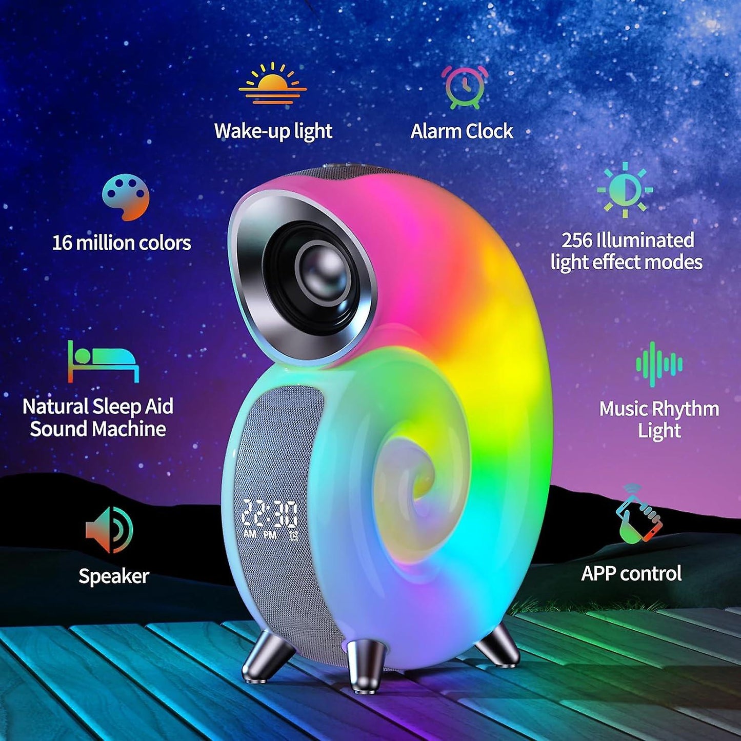 Conch Music Light Creative Smart Bluetooth Audio APP Control Wake-up Light Sleep Light Comes With White Noise