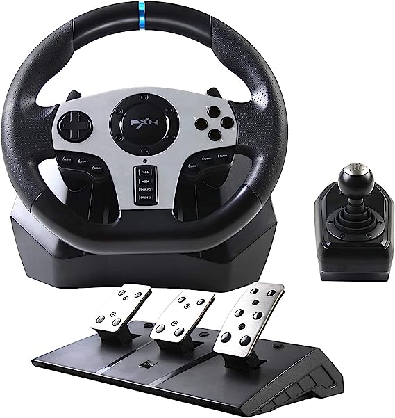 Game Racing Wheel, Pxn V9 270°/900° Adjustable Racing Steering Wheel, With Clutch And Shifter, Support Vibration And Headset Function, Suitable For Pc, Ps3, Ps4, Xbox One, Nintendo Switch.