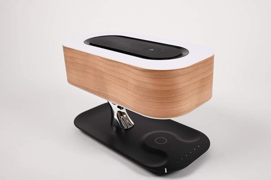 Bedside Lamp with Bluetooth Speaker and Wireless Charger, Table Lamp Desk Lamp with Sleep Mode Stepless Dimming