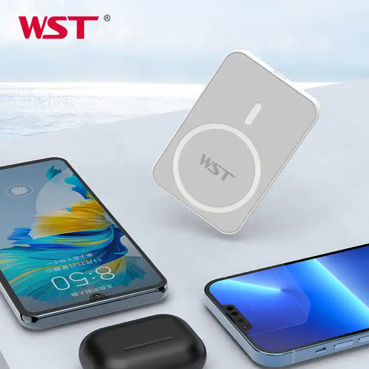 WST power bank with ce fc Wireless magnetic power bank custom logo universal portable power bank charger