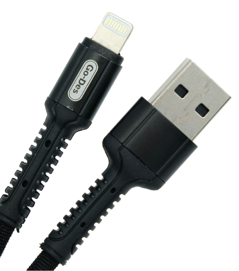 Go-Des Nylon Super Fast USB to Lightning Cable, Black, 3A, 1M
