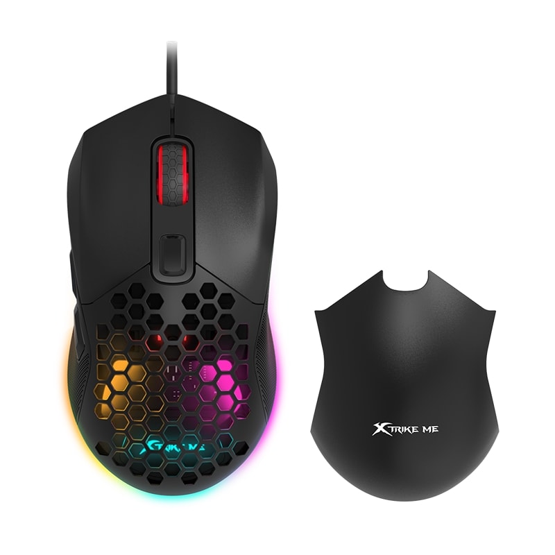 GM316 RGB Gaming Mouse - Optical Sensor 7,200 DPI - Detachable Top Covers - Lightweight Only 67G (Black)