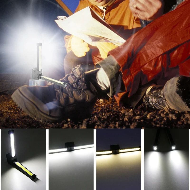 Work Light Foldable LED Battery Rechargeable USB with Magnet Work Lamp LED Workshop Lamp 5 Light Modes Hand Lamp COB Inspection Lights with Hook for Car Repair Workshop Camping Emergency Lighting