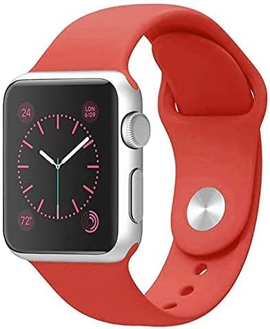 MOCOM Soft Silicone Sport Strap Replacement Bands for Apple Watch Band, iWatch Series Ultra,7,6,5,4,3,2,1 (Red,42mm/44mm/45mm/49mm)