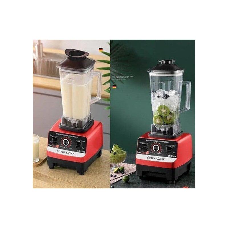 SILVER CREST 4500W Heavy-Duty Commercial Blender - Professional Power For Smoothies, Soups (Single Jar), Red, SC-1589