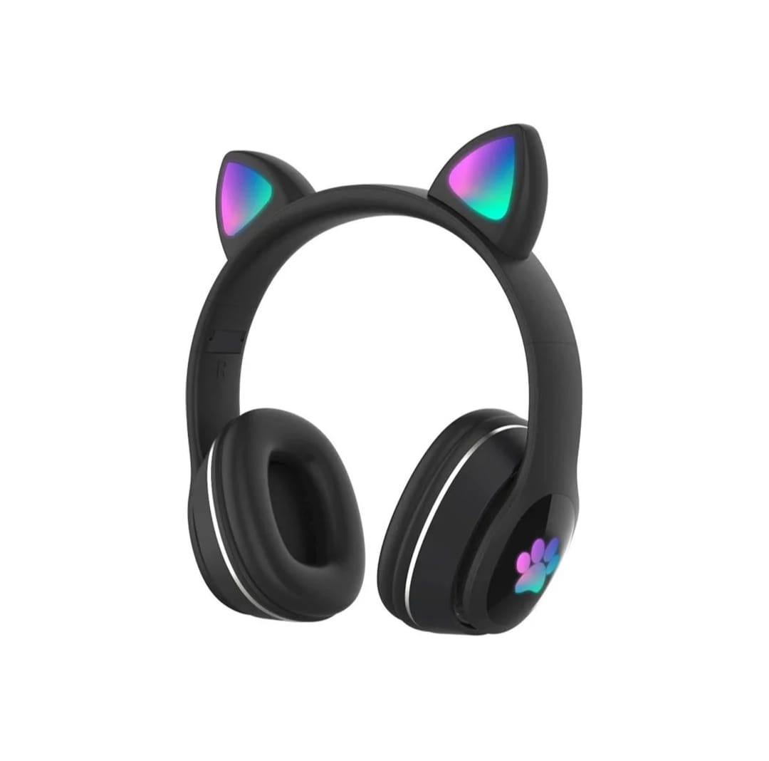 L400 Headphones with Cat Ear,Cat Ear LED Light Up Foldable Over Ear Headphone with Microphone,Stereo Wireless Bluetooth Headphones for Kids Adults(Color : Blue)